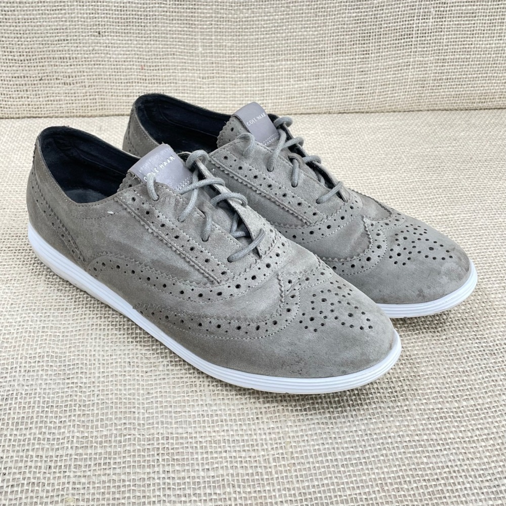 Cole Haan Women Gray Suede Wingtip Oxfords, Comfort Fashion Sneakers Size‎ 9B